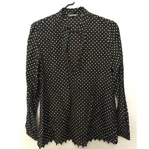 Liz Claiborne Black and White Dot Long sleeve Blouse